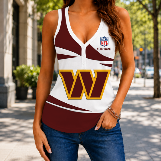 VIRAL EDITION - NEW CUSTOMIZED NFL12 WTC WASHINGTON COMMANDERS WOMEN'S V-NECK TANK TOP