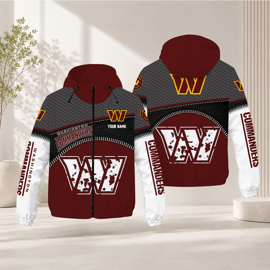 FINAL SALE - NEW CUSTOMIZED NFL12 WTC WASHINGTON COMMANDERS WINDBREAKER JACKET