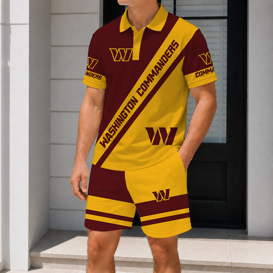 LIMITED EDITION - NEW CUSTOMIZED NFL12 WTC WASHINGTON COMMANDERS POLO SHIRT & SHORT PANTS SET
