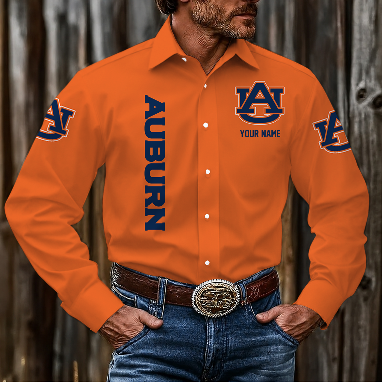 LIMITED EDITION - NEW CUSTOMIZED NCAA FBS13 ABT AUBURN TIGERS MEN'S LONG SLEEVE BUTTON-UP SHIRT