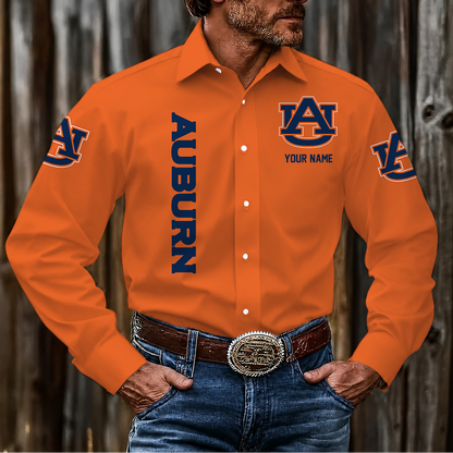 LIMITED EDITION - NEW CUSTOMIZED NCAA FBS13 ABT AUBURN TIGERS MEN'S LONG SLEEVE BUTTON-UP SHIRT