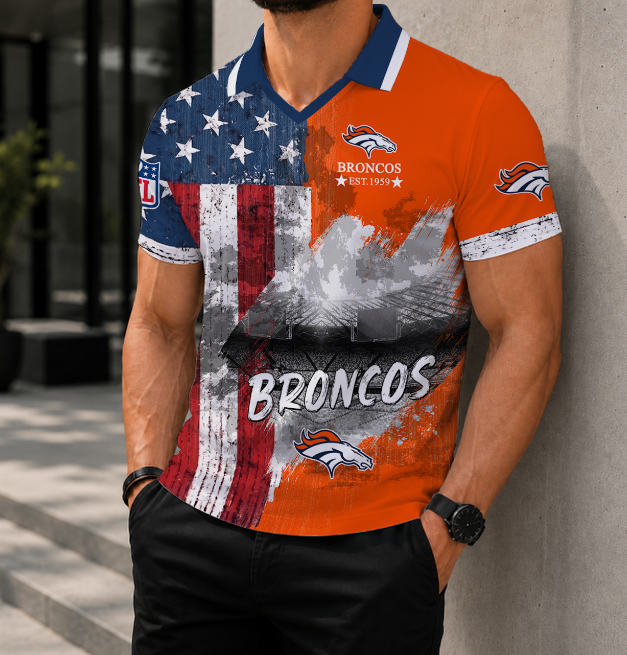 LIMITED EDITION - NEW CUSTOMIZED NFL13 DVB DENVER BRONCOS POLO SHIRT