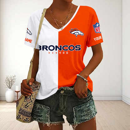 LIMITED EDITION - NEW CUSTOMIZED NFL13 DVB DENVER BRONCOS V-NECK FEMALE SHIRT