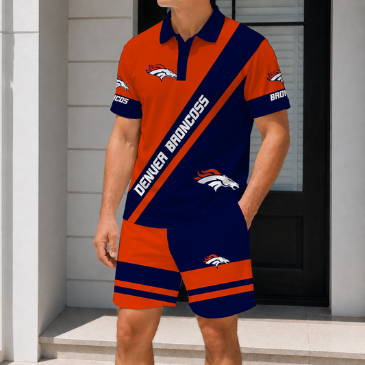 LIMITED EDITION - NEW CUSTOMIZED NFL13 DVB DENVER BRONCOS POLO SHIRT & SHORT PANTS SET