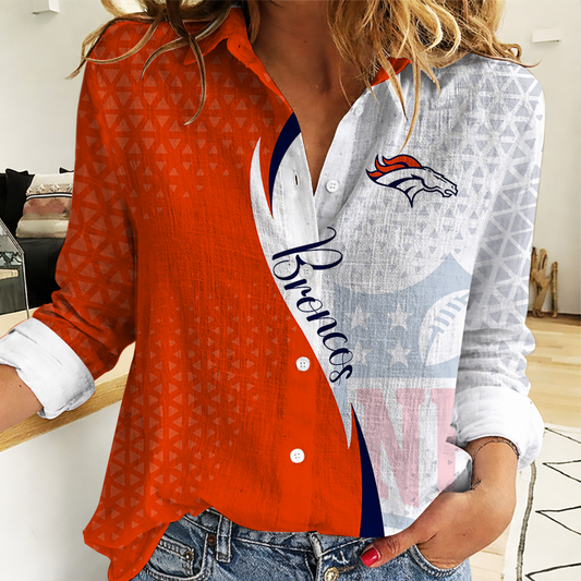 EXCLUSIVE EDITION - NEW CUSTOMIZED NFL13 DVB DENVER BRONCOS WOMEN CASUAL SHIRT