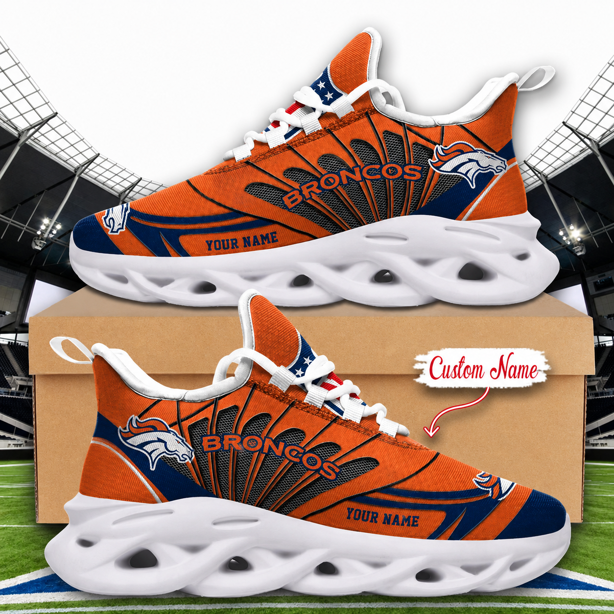 LIMITED EDITION - NEW CUSTOMIZED NFL13 DVB DENVER BRONCOS UNISEX MAX SOUL SHOES