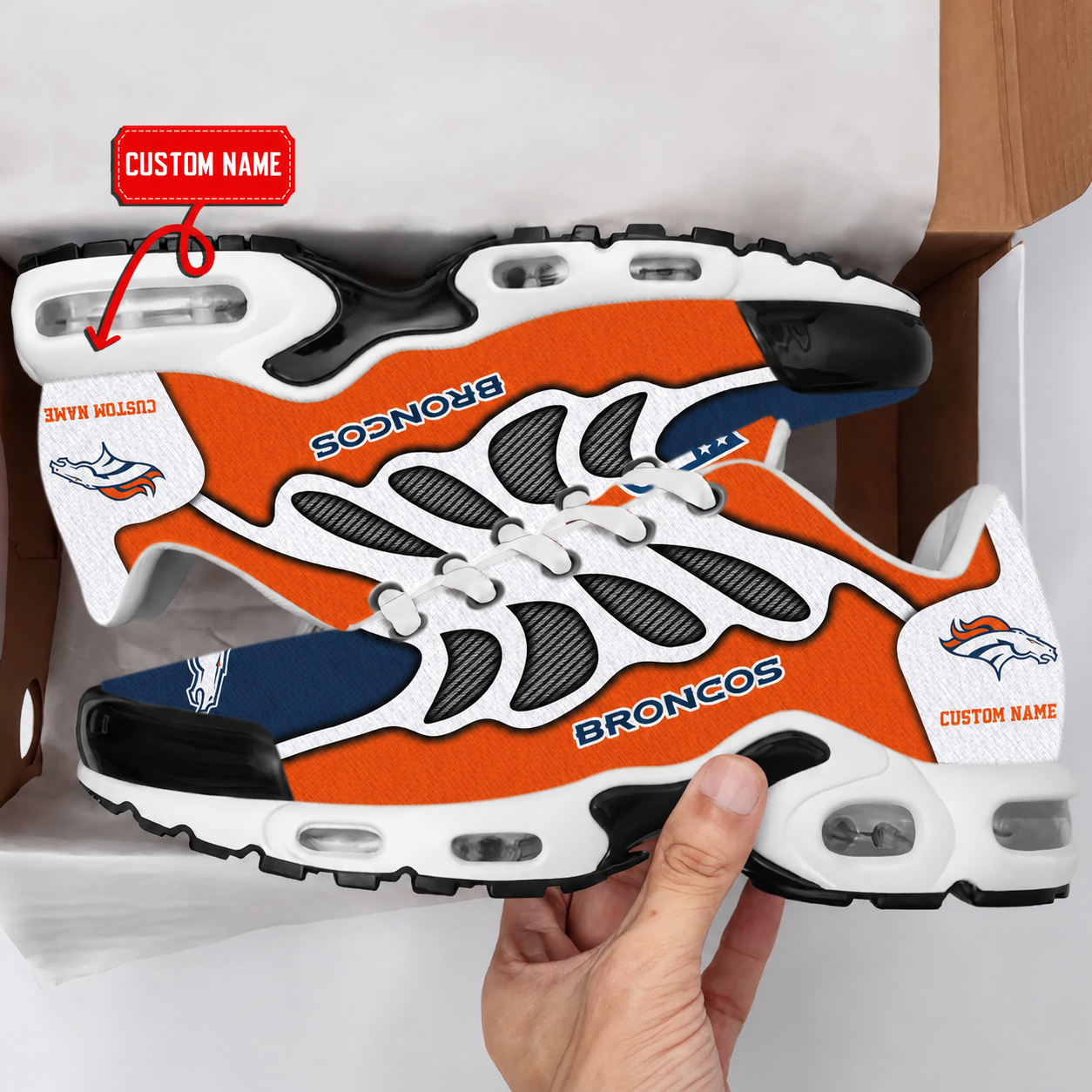 FLASH SALE - NEW CUSTOMIZED NFL13 DVB DENVER BRONCOS AIR MAX PLUS SNEAKERS