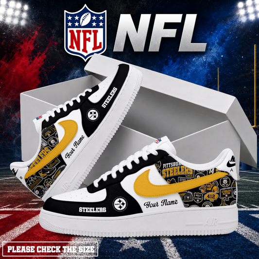 LIMITED EDITION - NEW CUSTOMIZED NFL14 PSB PITTSBURGH STEELERS AF1 SHOES