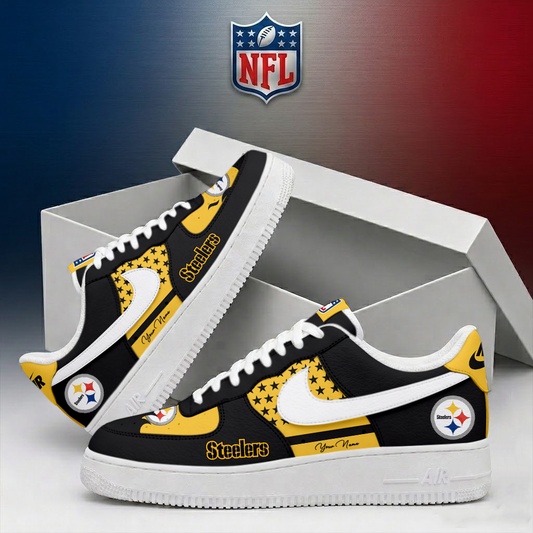 FINAL SALE - NEW CUSTOMIZED NFL14 PSB PITTSBURGH STEELERS AF1 SHOES