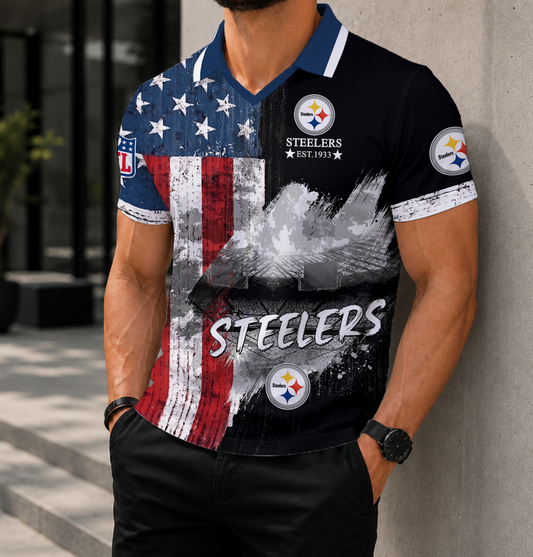 LIMITED EDITION - NEW CUSTOMIZED NFL14 PSB PITTSBURGH STEELERS POLO SHIRT