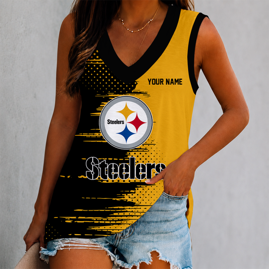 LIMITED EDITION - NEW CUSTOMIZED NFL14 PSB PITTSBURGH STEELERS WOMEN'S V-NECK TANK TOP