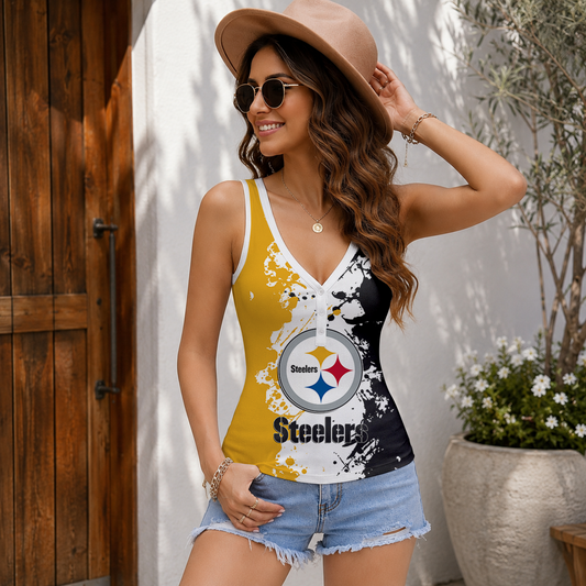 VIRAL EDITION - NEW CUSTOMIZED NFL14 PSB PITTSBURGH STEELERS WOMEN'S V-NECK TANK TOP