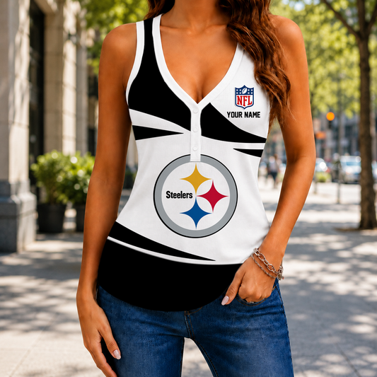 VIRAL EDITION - NEW CUSTOMIZED NFL14 PSB PITTSBURGH STEELERS WOMEN'S V-NECK TANK TOP