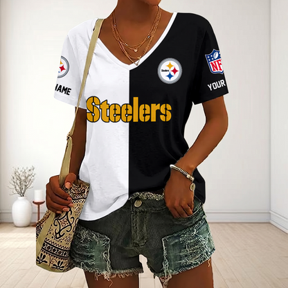 LIMITED EDITION - NEW CUSTOMIZED NFL14 PSB PITTSBURGH STEELERS V-NECK FEMALE SHIRT
