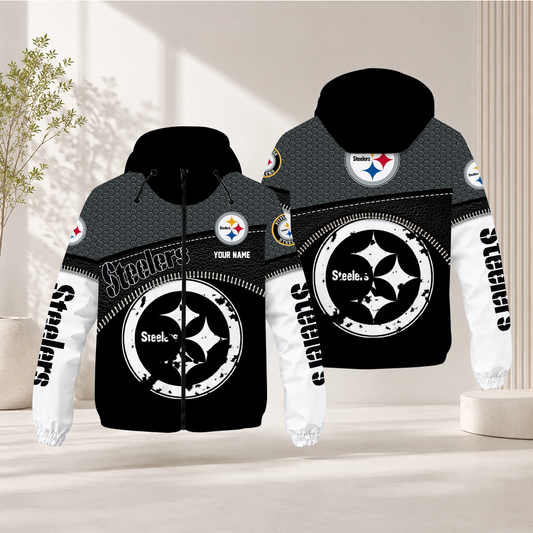 FINAL SALE - NEW CUSTOMIZED NFL14 PSB PITTSBURGH STEELERS WINDBREAKER JACKET