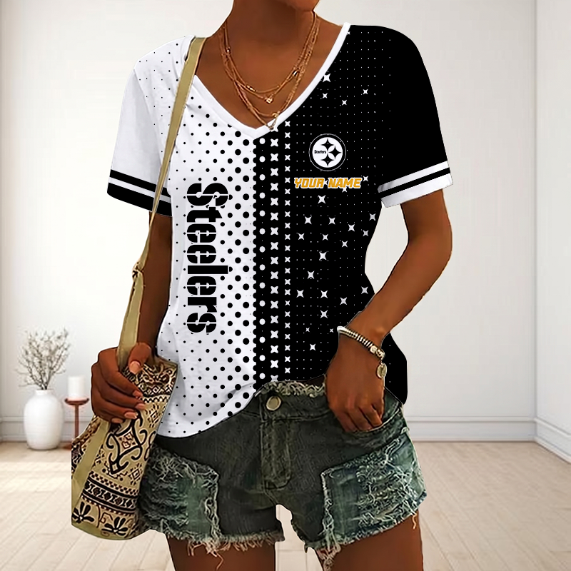 LIMITED EDITION - NEW CUSTOMIZED NFL14 PSB PITTSBURGH STEELERS V-NECK FEMALE SHIRT