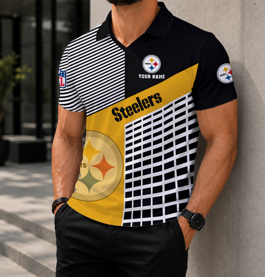 LIMITED EDITION - NEW CUSTOMIZED NFL14 PSB PITTSBURGH STEELERS POLO SHIRT