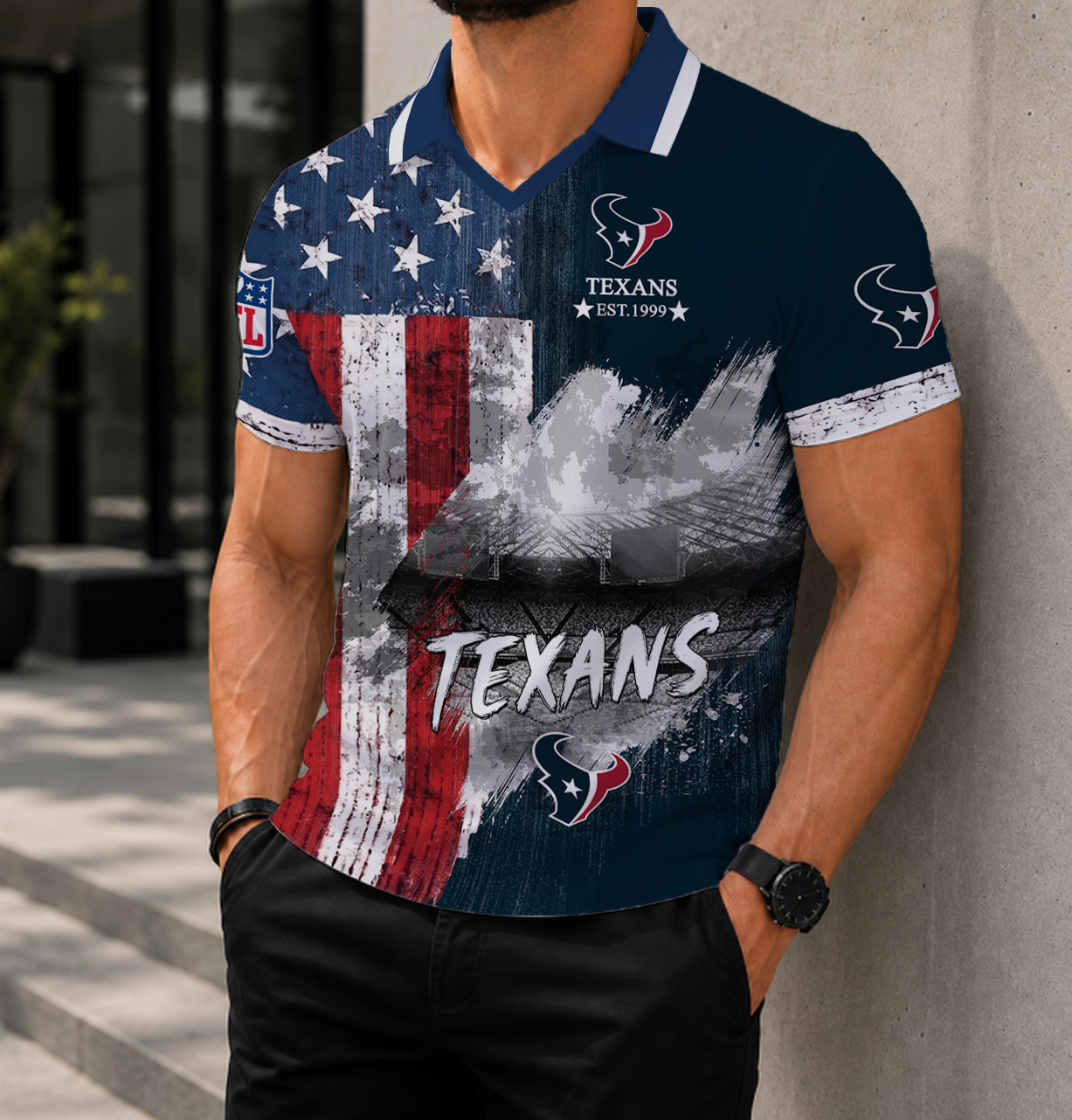 LIMITED EDITION - NEW CUSTOMIZED NFL15 HTT HOUSTON TEXANS POLO SHIRT
