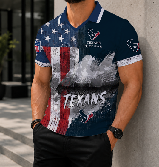 LIMITED EDITION - NEW CUSTOMIZED NFL15 HTT HOUSTON TEXANS POLO SHIRT