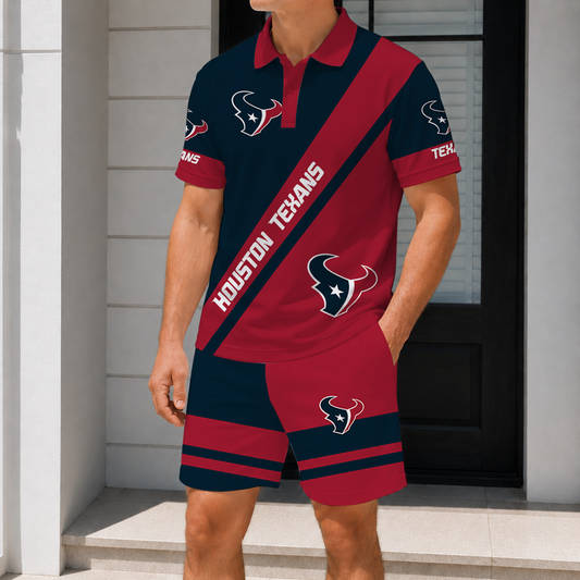 LIMITED EDITION - NEW CUSTOMIZED NFL15 HTT HOUSTON TEXANS POLO SHIRT & SHORT PANTS SET