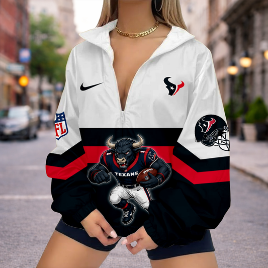 LIMITED EDITION - NEW CUSTOMIZED NFL15 HTT HOUSTON TEXANS V-NECK ZIPPER SWEATSHIRT JACKET