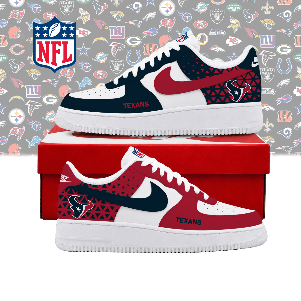 FLASH SALE - NEW CUSTOMIZED NFL15 HTT HOUSTON TEXANS AF1 SHOES