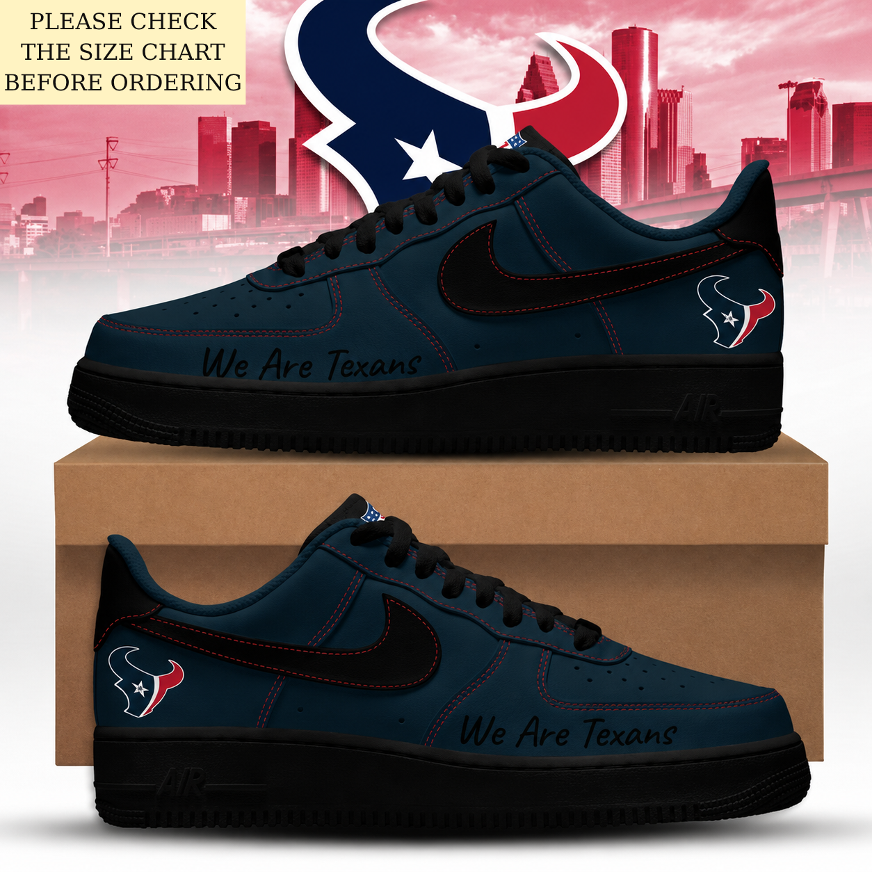 LIMITED EDITION - NEW CUSTOMIZED NFL15 HTT HOUSTON TEXANS AF1 SHOES