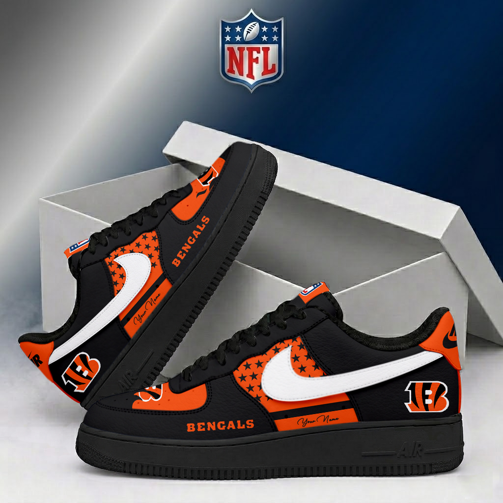 FINAL SALE - NEW CUSTOMIZED NFL16 CCB CINCINNATI BENGALS AF1 SHOES