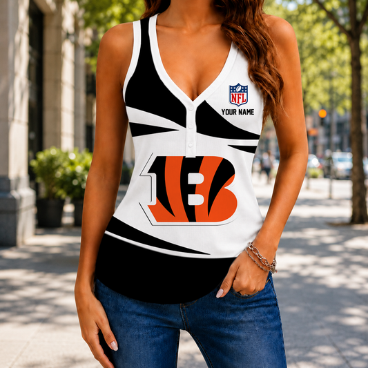 VIRAL EDITION - NEW CUSTOMIZED NFL16 CCB CINCINNATI BENGALS WOMEN'S V-NECK TANK TOP