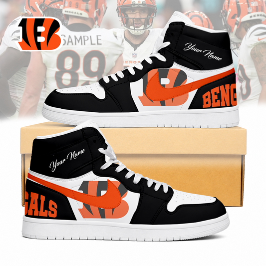 LIMITED EDITION - NEW CUSTOMIZED NFL16 CCB CINCINNATI BENGALS AIR JORDAN SNEAKERS