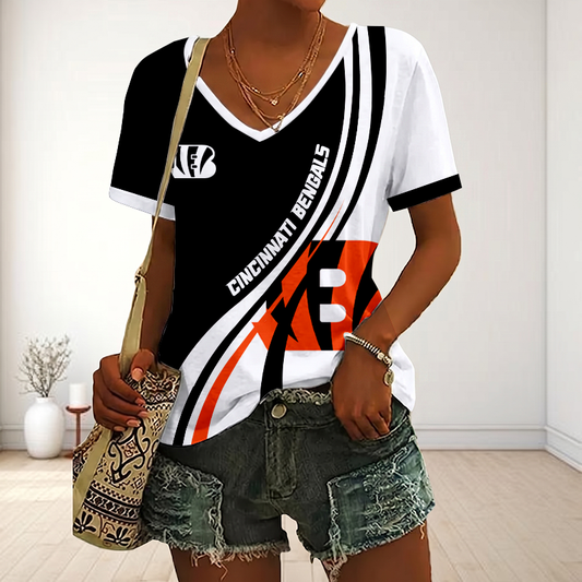 SPECIAL EDITION - NEW CUSTOMIZED NFL16 CCB CINCINNATI BENGALS V-NECK FEMALE SHIRT