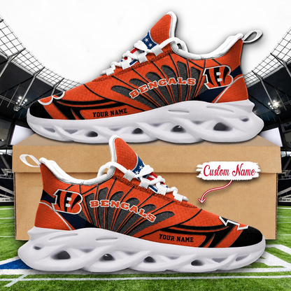 LIMITED EDITION - NEW CUSTOMIZED NFL16 CCB CINCINNATI BENGALS UNISEX MAX SOUL SHOES