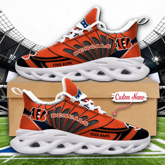 LIMITED EDITION - NEW CUSTOMIZED NFL16 CCB CINCINNATI BENGALS UNISEX MAX SOUL SHOES