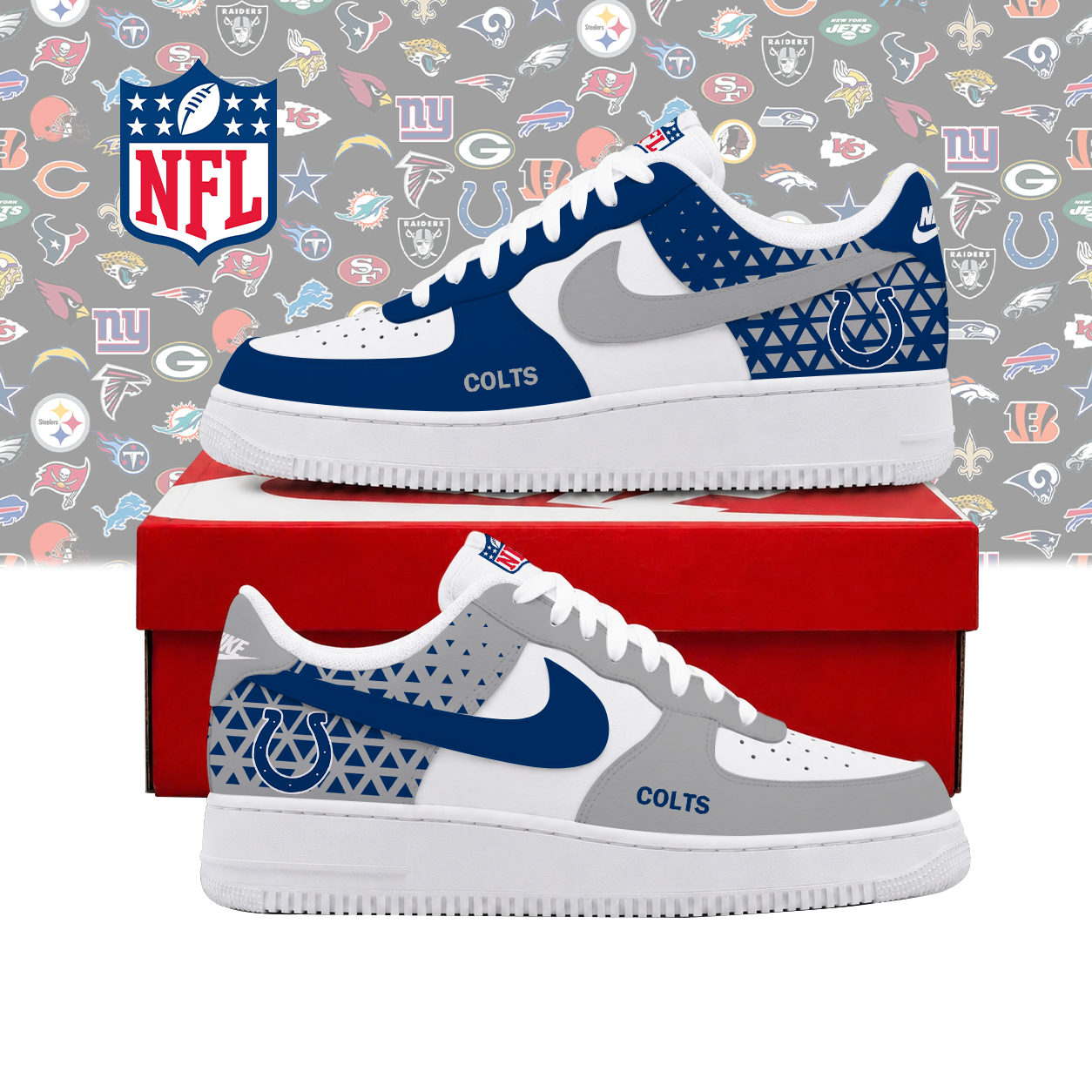 FLASH SALE - NEW CUSTOMIZED NFL17 IDC INDIANAPOLIS COLTS AF1 SHOES