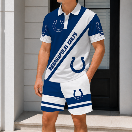 LIMITED EDITION - NEW CUSTOMIZED NFL17 IDC INDIANAPOLIS COLTS POLO SHIRT & SHORT PANTS SET
