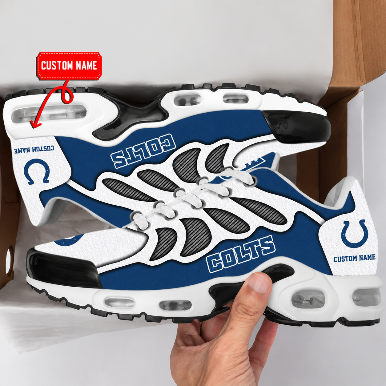 FLASH SALE - NEW CUSTOMIZED NFL17 IDC INDIANAPOLIS COLTS AIR MAX PLUS SNEAKERS