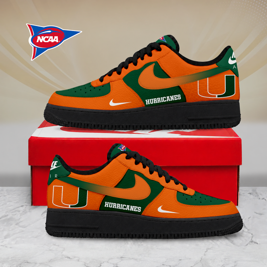 SPECIAL EDITION - NEW CUSTOMIZED NCAA FBS17 MIH MIAMI HURRICANES AF1 SHOES