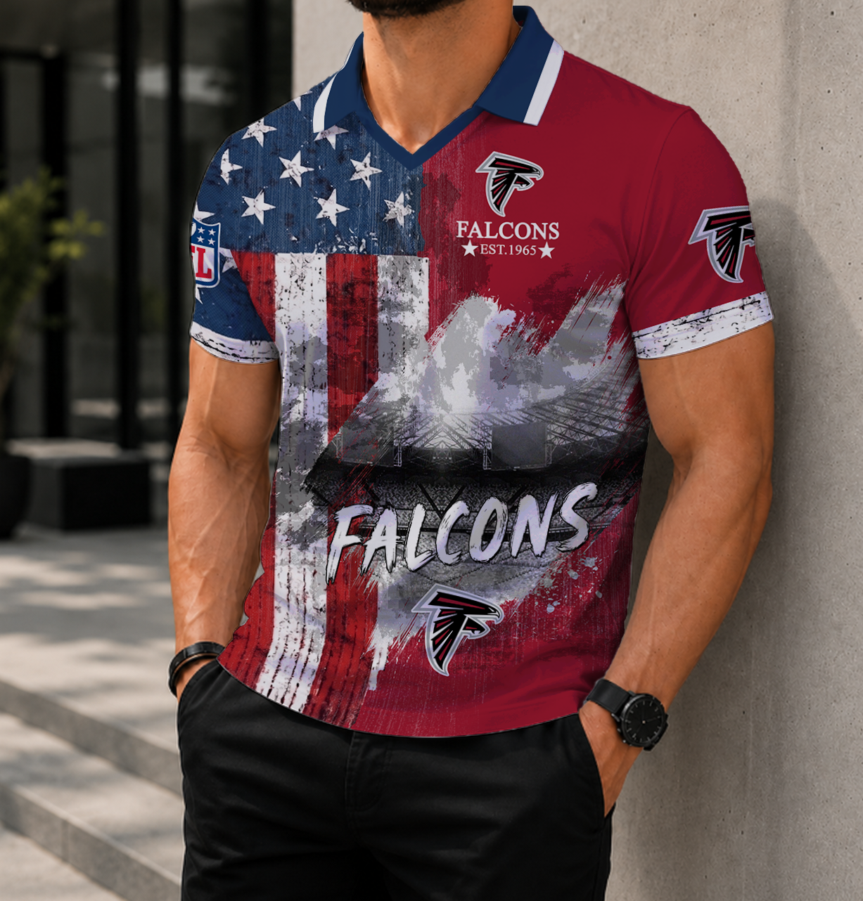 LIMITED EDITION - NEW CUSTOMIZED NFL18 ATF ATLANTA FALCONS POLO SHIRT