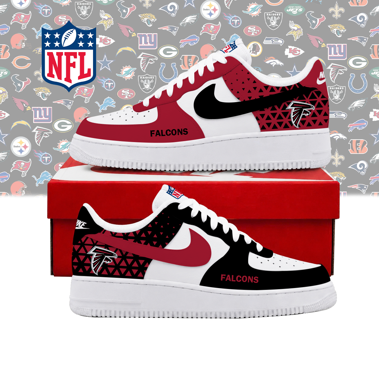 FLASH SALE - NEW CUSTOMIZED NFL18 ATF ATLANTA FALCONS AF1 SHOES