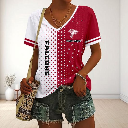 LIMITED EDITION - NEW CUSTOMIZED NFL18 ATF ATLANTA FALCONS V-NECK FEMALE SHIRT