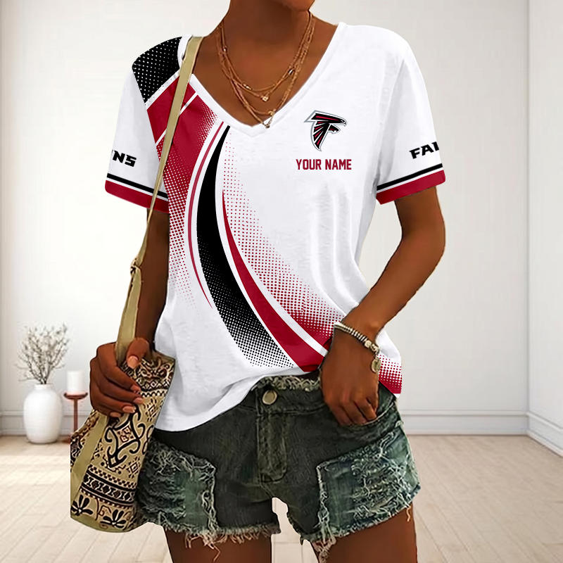 LIMITED EDITION - NEW CUSTOMIZED NFL18 ATF ATLANTA FALCONS V-NECK FEMALE SHIRT
