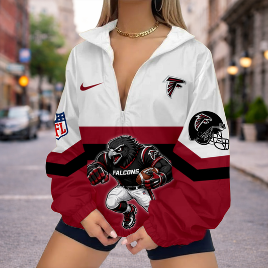 LIMITED EDITION - NEW CUSTOMIZED NFL18 ATF ATLANTA FALCONS V-NECK ZIPPER SWEATSHIRT JACKET