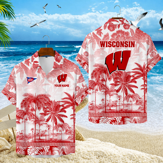 LIMITED EDITION - NEW CUSTOMIZED FBS18 WSB WISCONSIN BADGERS UNISEX HAWAIIAN SHIRT