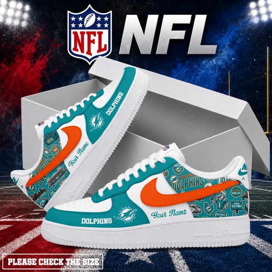 LIMITED EDITION - NEW CUSTOMIZED NFL19 MDP MIAMI DOLPHINS AF1 SHOES