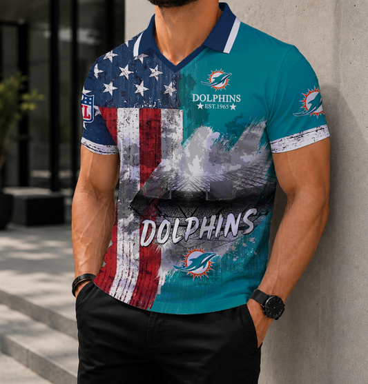 LIMITED EDITION - NEW CUSTOMIZED NFL19 MDP MIAMI DOLPHINS POLO SHIRT