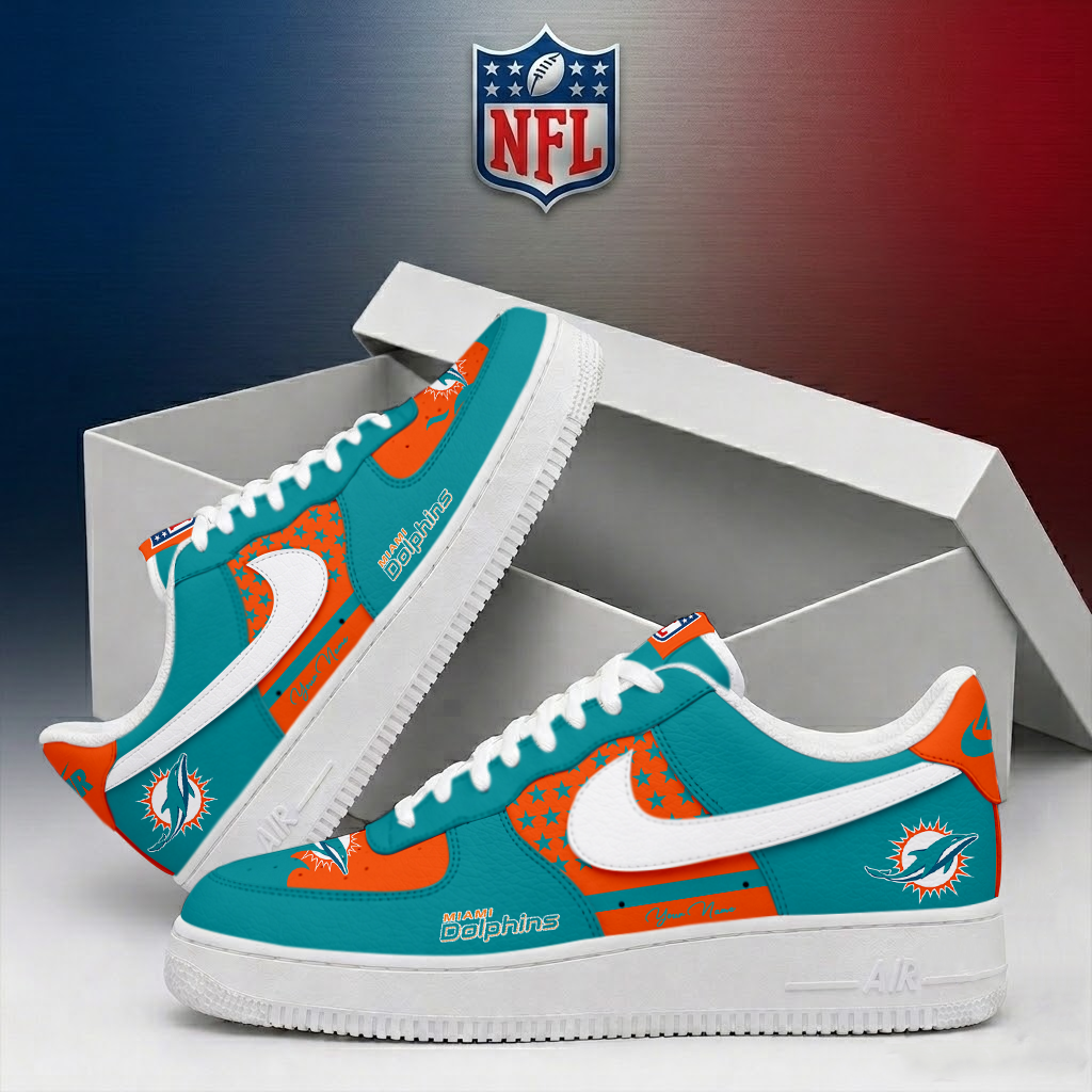 FINAL SALE - NEW CUSTOMIZED NFL19 MDP MIAMI DOLPHINS AF1 SHOES