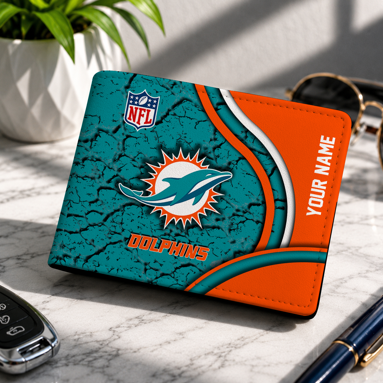 MEGA SALE - NEW CUSTOMIZED NFL19 MDP MM DOLPHINS LEATHER WALLET