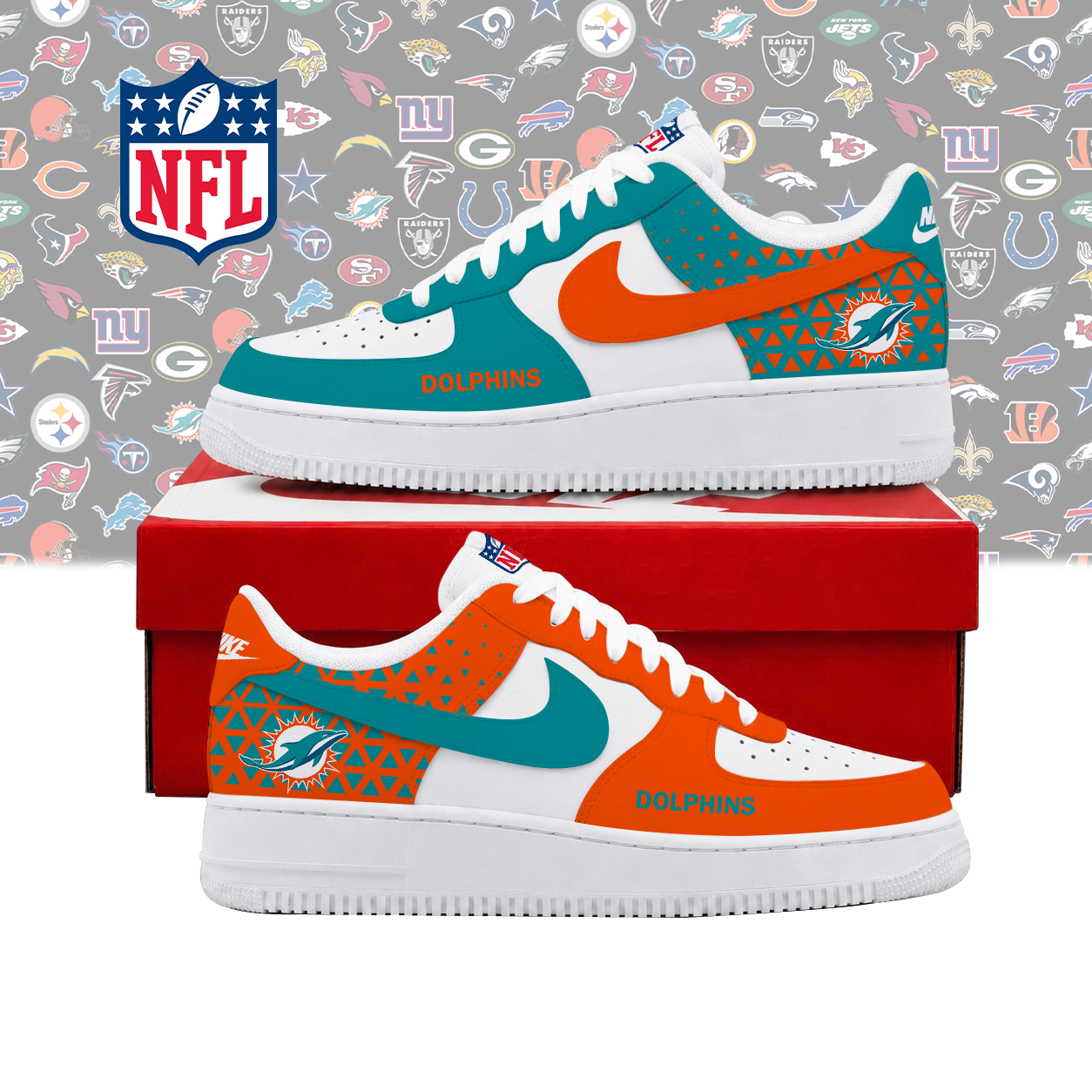 FLASH SALE - NEW CUSTOMIZED NFL19 MDP MIAMI DOLPHINS AF1 SHOES