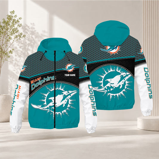 FINAL SALE - NEW CUSTOMIZED NFL19 MDP MIAMI DOLPHINS WINDBREAKER JACKET