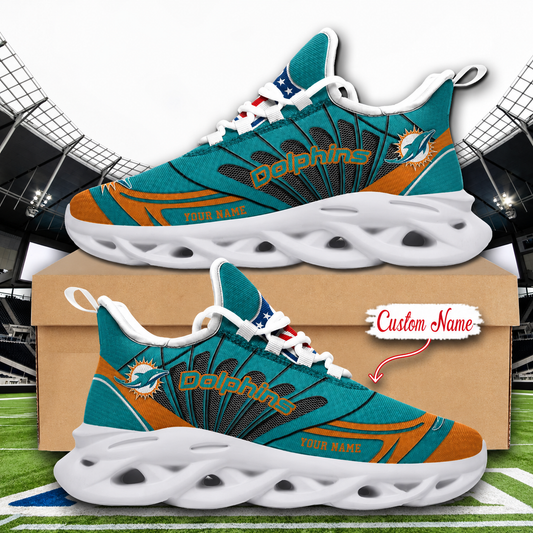 LIMITED EDITION - NEW CUSTOMIZED NFL19 MDP MIAMI DOLPHINS UNISEX MAX SOUL SHOES